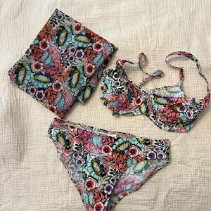 Floral Bikini Set with Skirt
